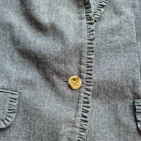 J.Crew REGENT Chambray Blazer Blue Ruffle 10 - Picture 3 of 15